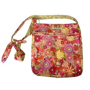 Jujube Pink/Orange Floral Crossbody Adjustable Strap Diaper Bag Reversible